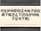 丹东护师职称证书电子版在哪下载怎么下(丹东护师电子证书下载)