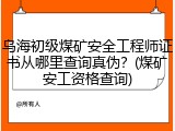 乌海初级煤矿安全工程师证书从哪里查询真伪？(煤矿安工资格查询)