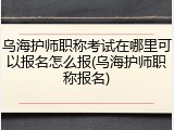 乌海护师职称考试在哪里可以报名怎么报(乌海护师职称报名)