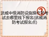 武威中级消防设施操作员考试去哪里线下报名(武威消防考试报名点)