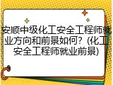 安顺中级化工安全工程师就业方向和前景如何？(化工安全工程师就业前景)