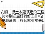 安顺二级土木建筑造价工程师考到证后好找好工作吗(安顺造价工程师就业前景)