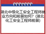 湖北中级化工安全工程师就业方向和前景如何？(湖北化工安全工程师前景)