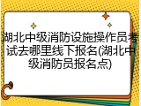 湖北中级消防设施操作员考试去哪里线下报名(湖北中级消防员报名点)