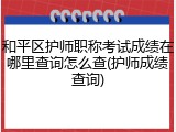 和平区护师职称考试成绩在哪里查询怎么查(护师成绩查询)