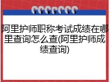 阿里护师职称考试成绩在哪里查询怎么查(阿里护师成绩查询)