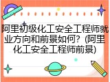 阿里初级化工安全工程师就业方向和前景如何？(阿里化工安全工程师前景)