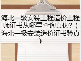 海北一级安装工程造价工程师证书从哪里查询真伪？(海北一级安装造价证书验真)