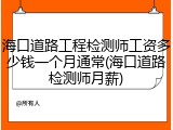 海口道路工程检测师工资多少钱一个月通常(海口道路检测师月薪)