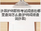 许昌护师职称考试成绩在哪里查询怎么查(护师成绩查询许昌)