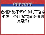 泰州道路工程检测师工资多少钱一个月通常(道路检测师月薪)