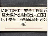 辽阳中级化工安全工程师成绩大概什么时候出来(辽阳化工安全工程师成绩何时公布)