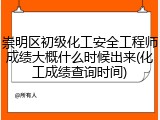 崇明区初级化工安全工程师成绩大概什么时候出来(化工成绩查询时间)