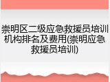 崇明区二级应急救援员培训机构排名及费用(崇明应急救援员培训)