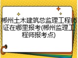 郴州土木建筑总监理工程师证在哪里报考(郴州监理工程师报考点)