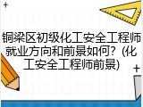 铜梁区初级化工安全工程师就业方向和前景如何？(化工安全工程师前景)