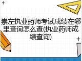 崇左执业药师考试成绩在哪里查询怎么查(执业药师成绩查询)