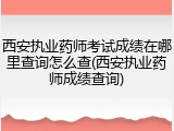 西安执业药师考试成绩在哪里查询怎么查(西安执业药师成绩查询)