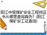 阳江中级煤矿安全工程师证书从哪里查询真伪？(阳江煤矿安工证查询)