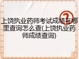 上饶执业药师考试成绩在哪里查询怎么查(上饶执业药师成绩查询)