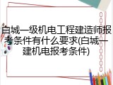 白城一级机电工程建造师报考条件有什么要求(白城一建机电报考条件)