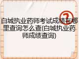 白城执业药师考试成绩在哪里查询怎么查(白城执业药师成绩查询)