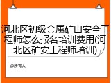 河北区初级金属矿山安全工程师怎么报名培训费用(河北区矿安工程师培训)