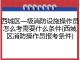 西城区一级消防设施操作员怎么考需要什么条件(西城区消防操作员报考条件)