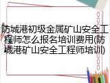 防城港初级金属矿山安全工程师怎么报名培训费用(防城港矿山安全工程师培训)