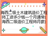 海西二级土木建筑造价工程师工资多少钱一个月通常(海西二级造价工程师月薪)