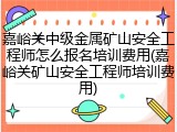 嘉峪关中级金属矿山安全工程师怎么报名培训费用(嘉峪关矿山安全工程师培训费用)