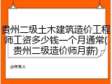 贵州二级土木建筑造价工程师工资多少钱一个月通常(贵州二级造价师月薪)