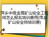 萍乡中级金属矿山安全工程师怎么报名培训费用(萍乡矿山安全师培训费)