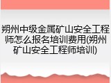 朔州中级金属矿山安全工程师怎么报名培训费用(朔州矿山安全工程师培训)