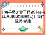 上海一级矿业工程建造师考试培训机构哪里找(上海矿建师培训)