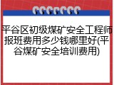 平谷区初级煤矿安全工程师报班费用多少钱哪里好(平谷煤矿安全培训费用)
