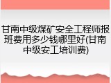 甘南中级煤矿安全工程师报班费用多少钱哪里好(甘南中级安工培训费)