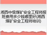 湘西中级煤矿安全工程师报班费用多少钱哪里好(湘西煤矿安全工程师培训)