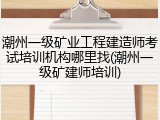 潮州一级矿业工程建造师考试培训机构哪里找(潮州一级矿建师培训)