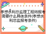 孝感水利总监理工程师报考需要什么具体条件(孝感水利总监报考条件)