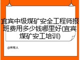 宜宾中级煤矿安全工程师报班费用多少钱哪里好(宜宾煤矿安工培训)