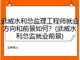 武威水利总监理工程师就业方向和前景如何？(武威水利总监就业前景)