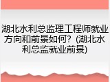 湖北水利总监理工程师就业方向和前景如何？(湖北水利总监就业前景)