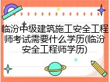 临汾中级建筑施工安全工程师考试需要什么学历(临汾安全工程师学历)