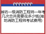 潍坊一级消防工程师一年考几次总共需要花多少钱(潍坊消防工程师考试费用)