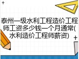 泰州一级水利工程造价工程师工资多少钱一个月通常(水利造价工程师薪资)