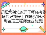 辽阳水利总监理工程师考到证后好找好工作吗(辽阳水利监理工程师就业前景)