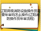 辽阳高级消防设施操作员需要年审吗怎么操作(辽阳消防操作员年审流程)