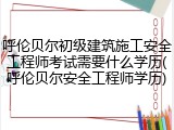 呼伦贝尔初级建筑施工安全工程师考试需要什么学历(呼伦贝尔安全工程师学历)
