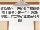 呼伦贝尔二级矿业工程建造师工资多少钱一个月通常(呼伦贝尔二级矿业建造师月薪)